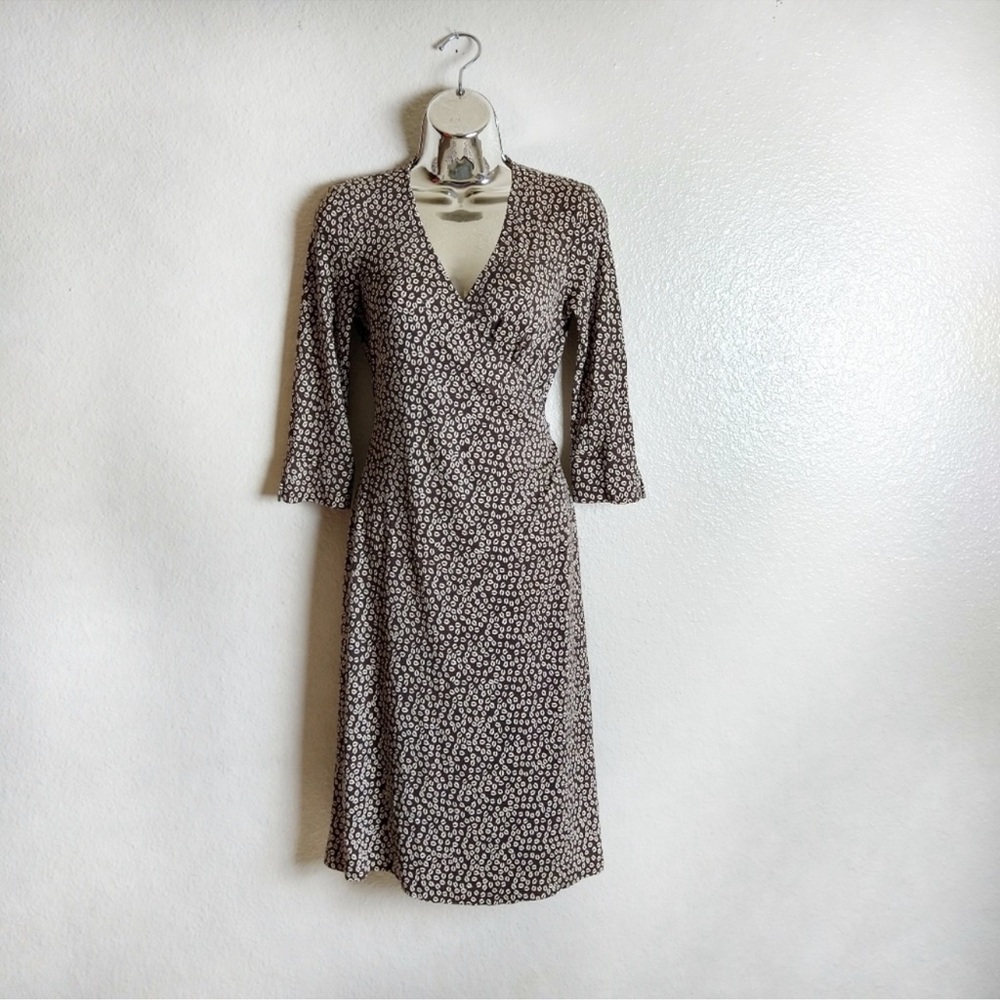 DVF Maternity Brown Silk Wrap Dress Size Small